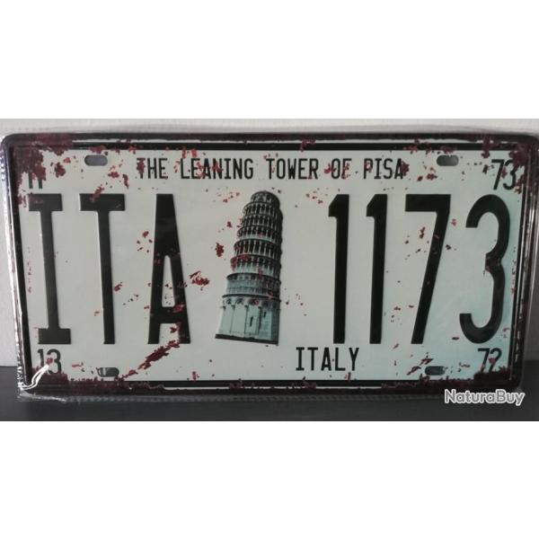 Rare plaque tle ITALIE TOUR PISE style EMAIL 15X31cm vintage 1173 PISA TOWER