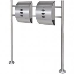 Boite aux lettres double design contemporain acier inoxydable sur pieds 120 cm 1002007