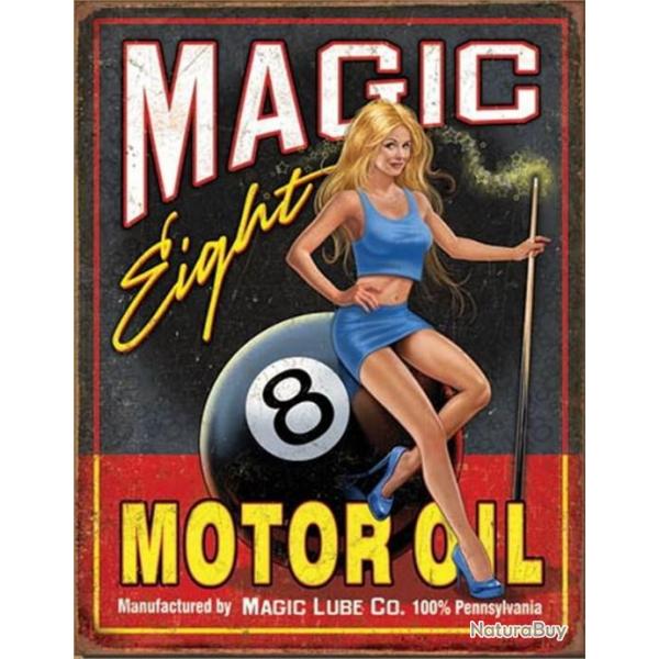Rare plaque tle HARLEY MAGIC EIGHT 8 MOTOR OIL style EMAIL 20X30 VINTAGE USA USA ROUTE 66 USA MOTOR
