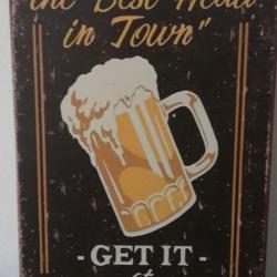 Rare plaque tôle BIERE GET IT AT LUCKY'S BAR style EMAIL 20X30 VINTAGE BEER CERVEZA