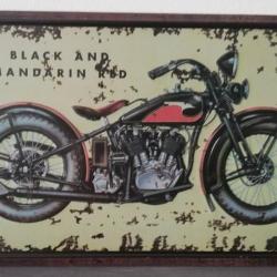Rare plaque tôle HARLEY DAVIDSON BLACK MANDARIN RED style EMAIL 15X30 VINTAGE ROUTE 66