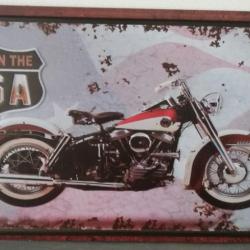 Rare plaque tôle HARLEY DAVIDSON ELECTRA GLIDE style EMAIL 15X30 VINTAGE ROUTE 66 MADE IN USA