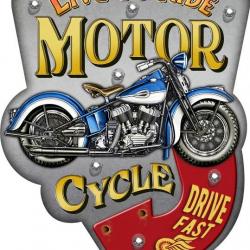 Enseigne vintage 3D à Led / Live TYo Ride Motor
