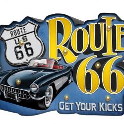 Enseigne vintage 3D à Led / Route 66 Get Your Kicks