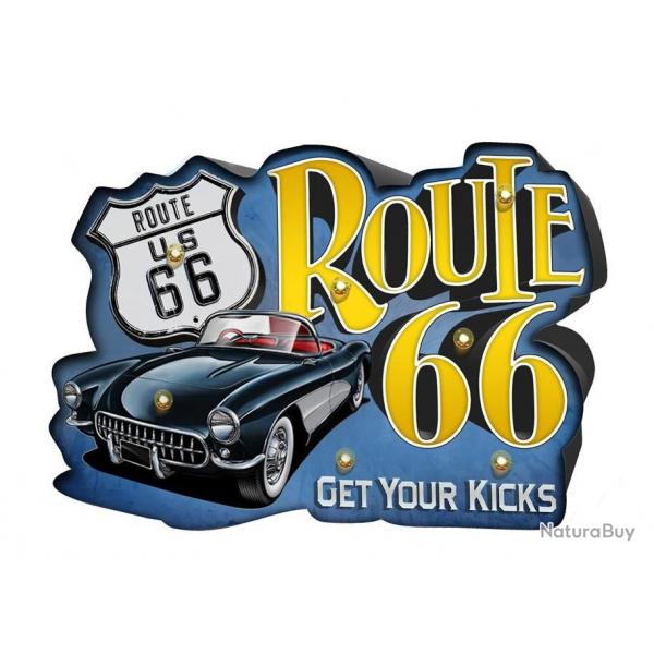 Enseigne vintage 3D  Led / Route 66 Get Your Kicks