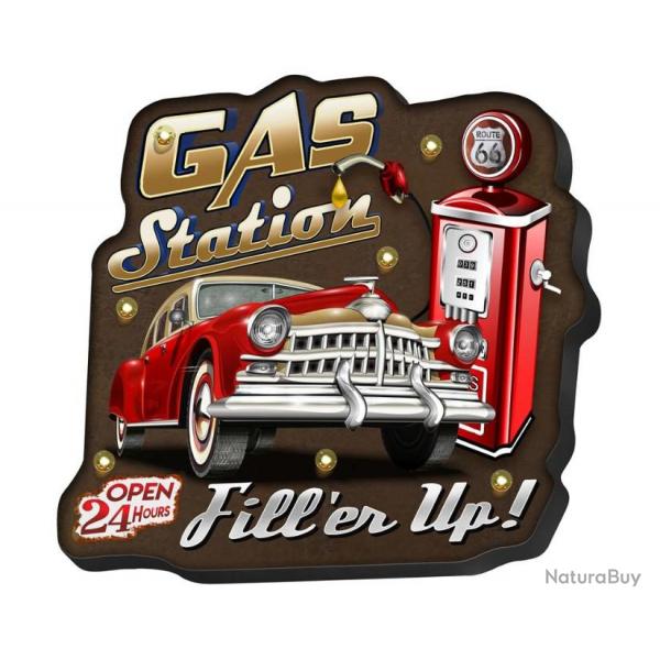 Enseigne vintage 3D  Led   offrir / Gas Station Fill'er Up