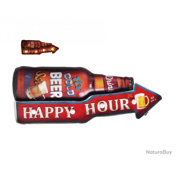 Enseigne vintage 3D  Led / Fleche Happy Hour