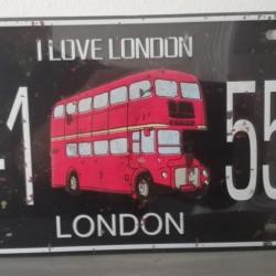 Rare plaque tôle LONDON LONDRES style EMAIL 15X31cm vintage GA1 551 BUS DOUBLE DECKER LOVE