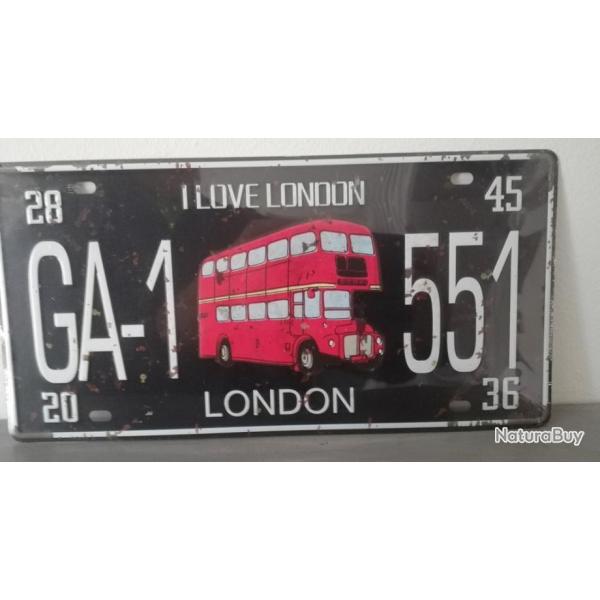 Rare plaque tle LONDON LONDRES style EMAIL 15X31cm vintage GA1 551 BUS DOUBLE DECKER LOVE