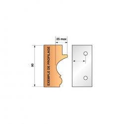Jeu de 2 fers bruts N°299 pour porte-outils Ht.90 mm Leman