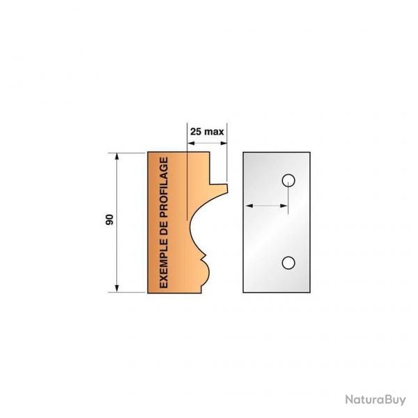 Jeu de 2 fers bruts N299 pour porte-outils Ht.90 mm Leman