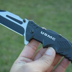 Couteau Tactical Tanto USMC Mtech A/O Lame Acier 3Cr13 Manche Black Aluminium USMA1058BK