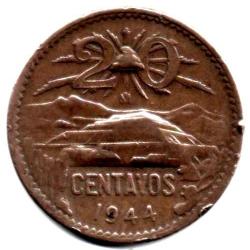 Pièce de Monnaie MEXIQUE 20 Centavos Aigle / pyramide aztèque 1944 Mexico