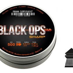 ( Plombs Black Ops)Boîte de 500 plombs Black Ops Sharp à tête pointue cal. 4.5 mm