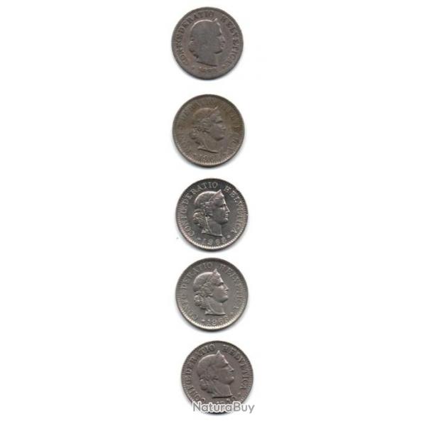 Pice de Monnaie Suisse Lot De 5 Pices de 5 Centimes Helvetia