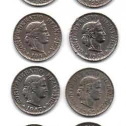 Pièce de Monnaie Suisse Lot De 8 Pièces de 10 Centimes Helvetia
