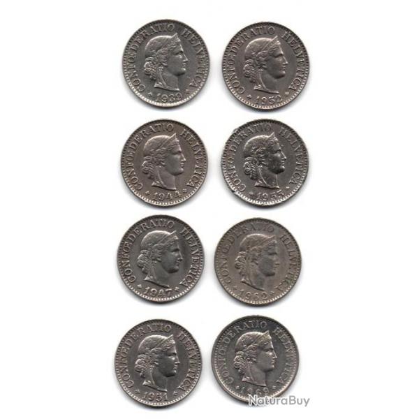 Pice de Monnaie Suisse Lot De 8 Pices de 10 Centimes Helvetia