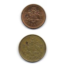 Pièce de Monnaie Barbade Lot de 2 Pièces Une De One Cent Et Une De  Five Cents