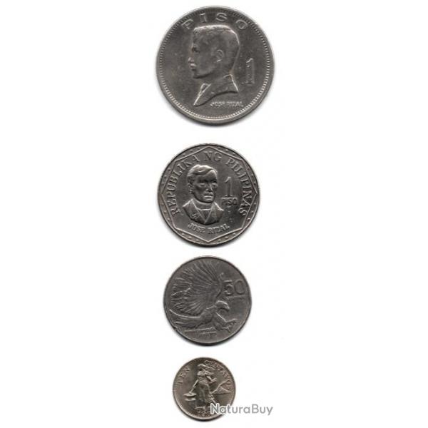 Pice de Monnaie Philippines Lot de 4 Pices diffrentes valeurs
