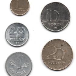Pièce de Monnaie HONGRIE Lot de 5 Pièces différentes valeurs