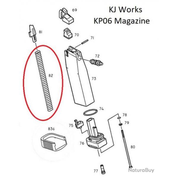 Ressort poussoir de billes pour chargeur KJW pour KP06 -  SAV1-KJKP06P121