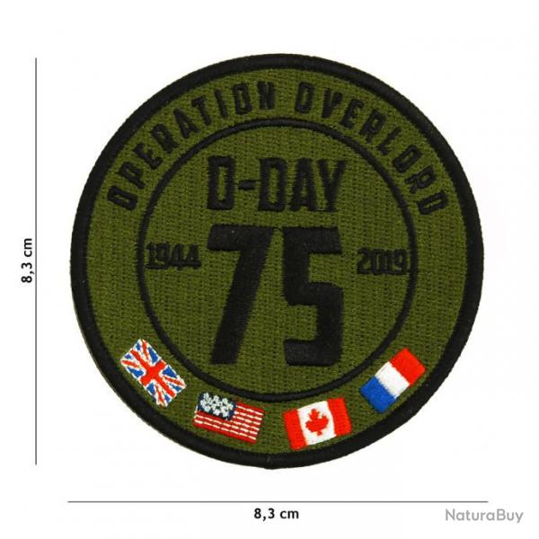 Patch tissus : D-Day 75 years #7105  - brod  - couleur kaki  -