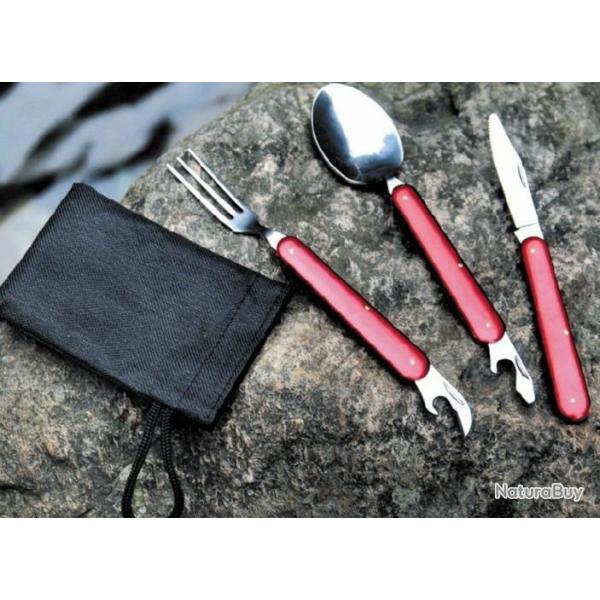 Set Couverts 3 Pices Inox Multifonctions Camping Chasse Pche Rondo Bivouac?