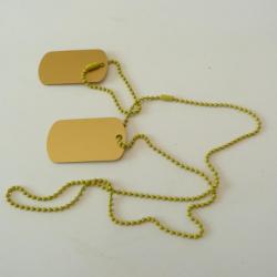 PAIRE DE DOG-TAG METAL FANTAISIES COULEUR JAUNE