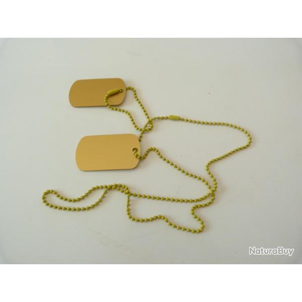 PAIRE DE DOG-TAG METAL FANTAISIES COULEUR JAUNE