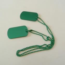 PAIRE DE DOG-TAG METAL FANTAISIES COULEUR VERTE