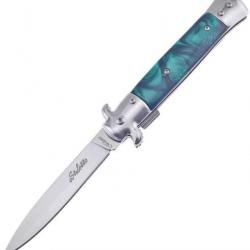 Couteau Frost Cutlery Italian Stiletto Milano A/O Lame Acier Inox Manche Green Synthétique FISM001G