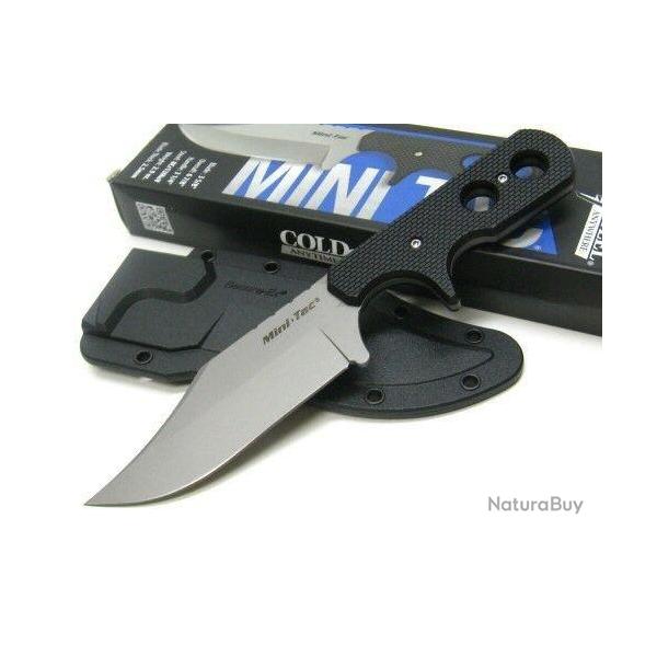Couteau Cold Steel Mini Tac Bowie Lame Acier 8Cr13MoV Manche Griv-Ex Etui Secure-Ex CS49HCF
