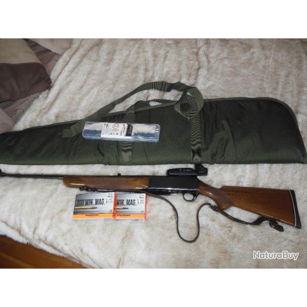 Carabine semi-auto Browning Bar 300 Win Mag+ lunette bushnell point rouge + munitions + fourreau etc