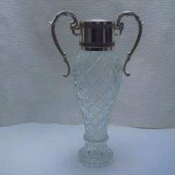 vase en verre et métal argenté hauteur 33 cm