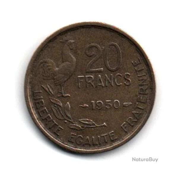 Pice de Monnaie France  20 francs G. Guiraud 1950 4 Faucilles