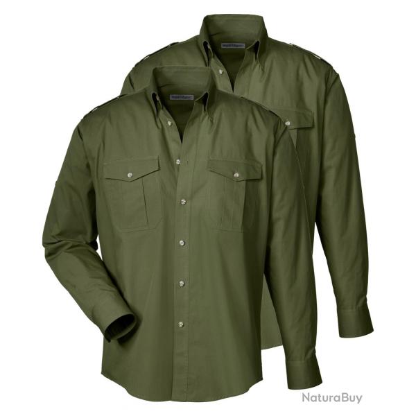 Double pack chemise de pilote olive (Couleur: Olive, Taille: L)