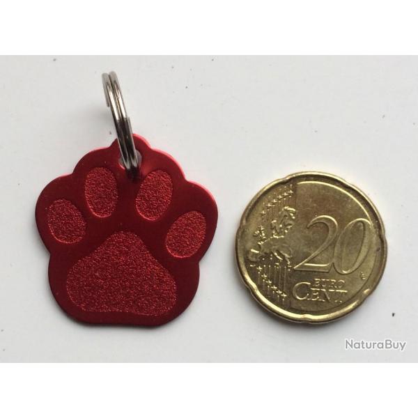 MEDAILLE Grave chien rouge "patte" petit modle gravure, personnalisation offerte