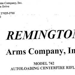 Notice d'utilisation et entretien carabine Remington 742