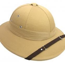 CASQUE OU CHAPEAU COLONIAL "" TROPICAL "" FRANCAIS KAKI (BEIGE)