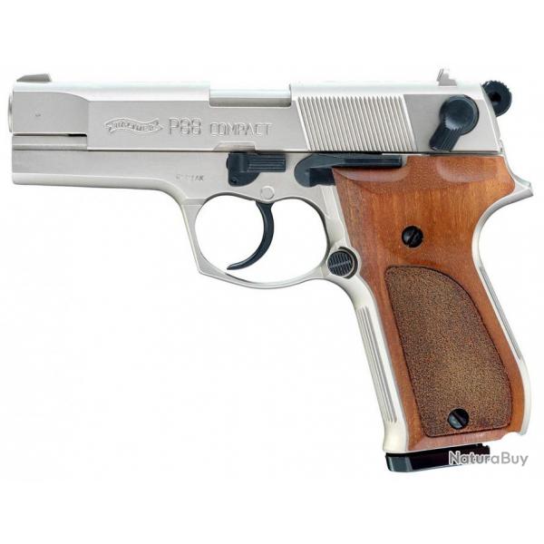( Pistolet  blanc Walther P88 nickel)Pistolet 9 mm  blanc Walther P88 nickel