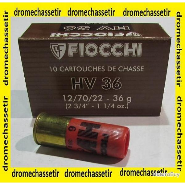 1 boite de 10 cartouches Fiocchi HV, bourre jupe, 36 grammes, calibre 12/70, numero 6