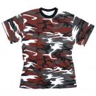 TEE SHIRT CAMOUFLAGE ROUGE RED HOT COL ROND ET MANCHES COURTES FOSTEE