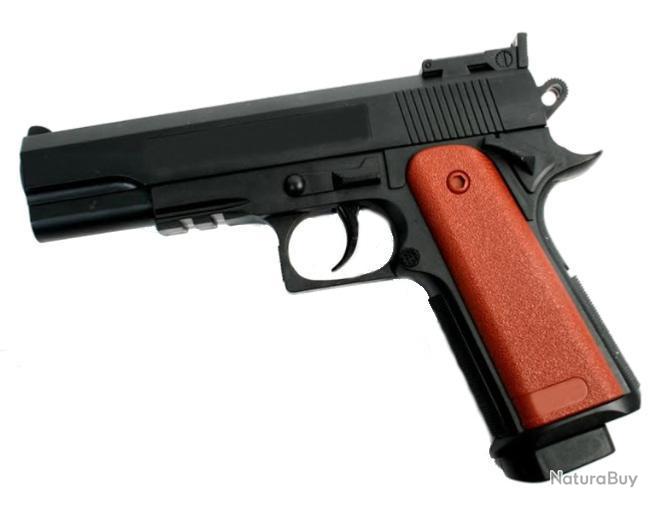 pistolet a billes 21 cm metal noir et marron 0.5 joule 