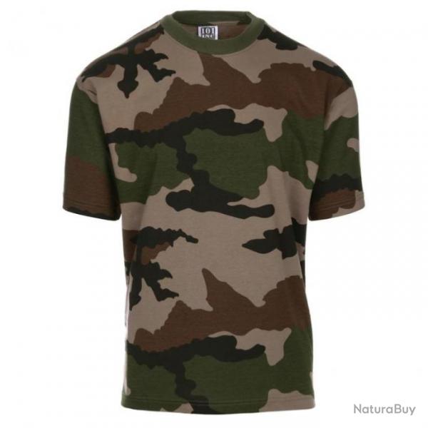 TEE SHIRT CAMOUFLAGE ARMEE FRANCAISE COL ROND ET MANCHES COURTES 101 INC