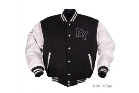 Veste de baseball avec écusson NY Noir/blanc