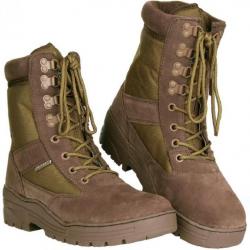 PAIRE DE CHAUSSURES MONTANTES BOOTS SNIPER A LACETS EN CUIR ASPECT DAIM MARRON THINSULATE
