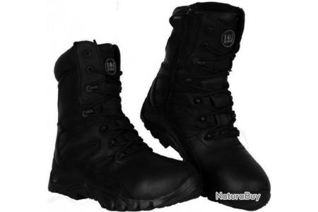 PAIRE ZIP DE ET RECON LACET AVEC CHAUSSURES MONTANTES BOOTS TACTIQUES YKK CUIR NOIR EN N8Xn0wPkZO