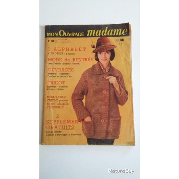 Mon ouvrage madame , mensuel 1962, tricot, broderie, tapisserie, avec