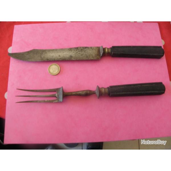 vintage service couteau  dcouper et fourchette VAUZY EN ACIER