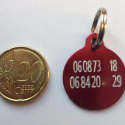MEDAILLE Gravée chien rouge "ronde 25 mm" petit modèle gravure, personnalisation offerte